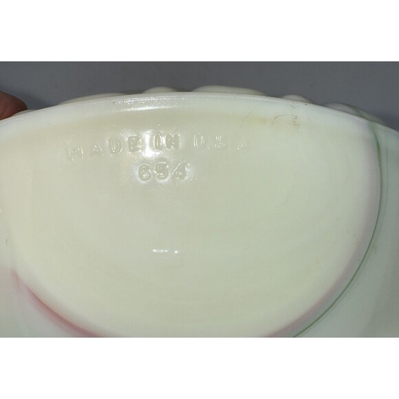 Vintage Akro Agate Marbleized Slag Glass Planter Orange Cream Green Glows 6” - Picture 10 of 16